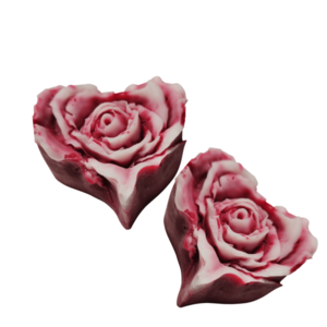 Χειροποίητα wax melts τριανταφυλλο σε σχήμα καρδιάς με άρωμα Sampagne roses 2 τεμάχια 80γρ - κερί, αρωματικά κεριά, soy wax