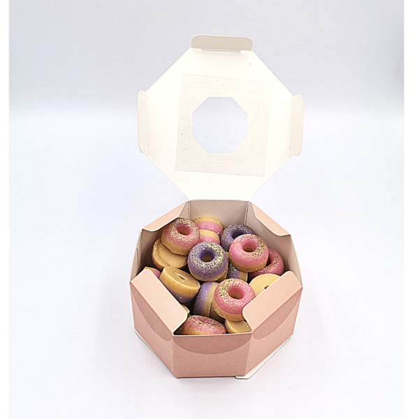 Χειροποίητα wax melts super mini Donuts απο κεράκι σογιας με αρωμα vanilla choco caramel 40τμχ 100γρ περιπου - αρωματικά κεριά, soy wax