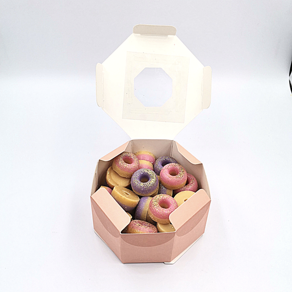 Χειροποίητα wax melts super mini Donuts απο κεράκι σογιας με αρωμα vanilla choco caramel 40τμχ 100γρ περιπου - αρωματικά κεριά, soy wax - 2