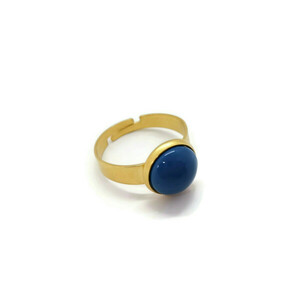 Ατσάλινο δαχτυλίδι με Swarovski® πέτρα lapis - γυαλί, μάτι, ατσάλι, αυξομειούμενα