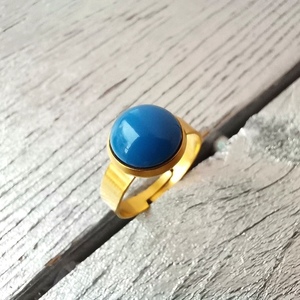 Ατσάλινο δαχτυλίδι με Swarovski® πέτρα lapis - γυαλί, μάτι, ατσάλι, αυξομειούμενα - 2