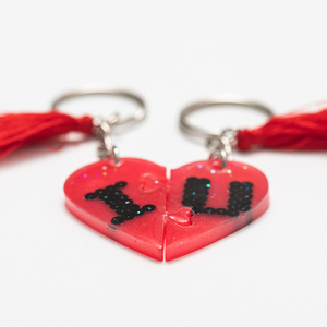 Μπρελόκ Καρδιά από Ρητίνη - Resin Heart Keychain 2 piece - ρητίνη, ζευγάρια, αυτοκινήτου, σπιτιού, ξενοδοχείου - 4