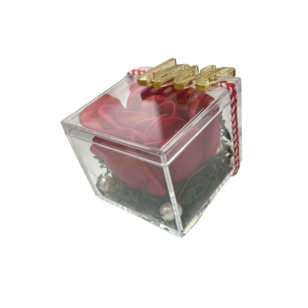 Πλεξι Κουτί /υφασμάτινο λουλούδι Love - plexi glass, βαλεντίνος, διακοσμητικά, αγ. βαλεντίνου - 2
