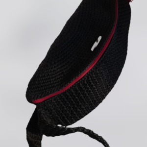 Πλεκτή μαύρη τσάντα μέσης (Belt Bag) - νήμα, φάκελοι, all day, πλεκτές τσάντες, μέσης - 2
