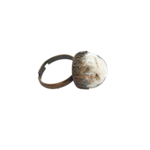 Δαχτυλίδι μπρούντζινο αυξομειούμενο " Ένας κλέφτης μέσα στη γυάλα"- 7mm - λουλούδι, μπρούντζος, αυξομειούμενα - 3