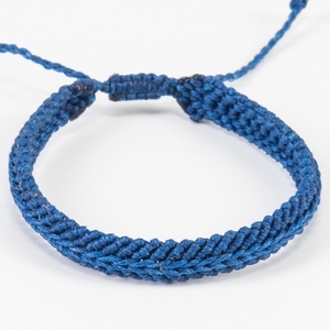 Ανδρικά βραχιόλια Σκούρο Μπλε - Mens Dark Blue Bracelet Macrame - νήμα, μακραμέ, boho, χεριού, αυξομειούμενα