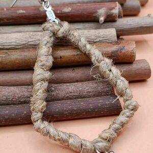 Wooden Collection - Κρεμαστό boho σκουλαρίκι πλεκτό με ξύλινες χάντρες - μπεζ/καφέ - ξύλο, boho, κρεμαστά, μεγάλα, πλεκτά - 2