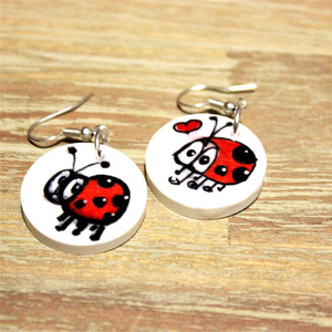 ΣΚΟΥΛΑΡΙΚΙ ΚΡΕΜΑΣΤΟ "SPRING COLLECTION ladybugs" - γυαλί, ορείχαλκος, μικρά, κρεμαστά