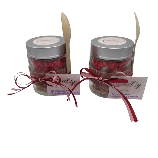 Βαζάκι με wax melt crumble Strawberry cheesecake Valentine's Special Edition - γυαλί, κερί, αρωματικά κεριά