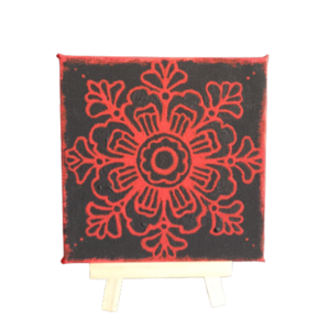 Ζωγραφική σε καμβά 10x10εκ. (Red Mandala 2) - πίνακες & κάδρα, πίνακες ζωγραφικής