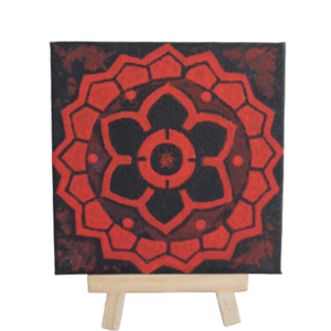 Ζωγραφική σε καμβά 10x10εκ. (Red Mandala 1) - πίνακες & κάδρα, πίνακες ζωγραφικής