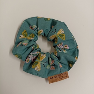 ΧΕΙΡΟΠΟΙΗΤΟ ΒΑΜΒΑΚΕΡΟ SCRUNCHIES ΠΕΤΑΛΟΥΔΕΣ ΣΕ ΧΡΩΜΑ ΜΕΝΤΑ - ύφασμα, λαστιχάκια μαλλιών - 2