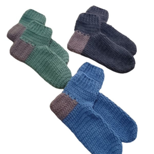 Πλεκτές Αντρικές Κάλτσες Τερλικια Διχρωμα Μπλε - μαλλί - 3