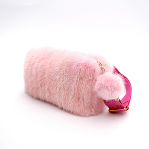 Γούνινη mink pink χειροποίητη τσάντα - δέρμα, ώμου, χιαστί, μικρές - 2