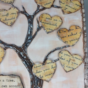 Χειροποίητο κάδρο δέντρο της ζωής με καρδιές - πίνακες & κάδρα, καρδιά, χαρτί, πηλός, διακοσμητικά - 3