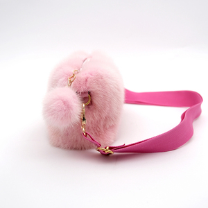 Γούνινη mink pink χειροποίητη τσάντα - δέρμα, ώμου, χιαστί, μικρές - 3