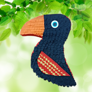 Πινιάτα Παπαγάλος / Parrot Μαύρο πορτοκαλί 50Χ40 εκ. - πινιάτες, για παιδιά, ζωάκια - 5