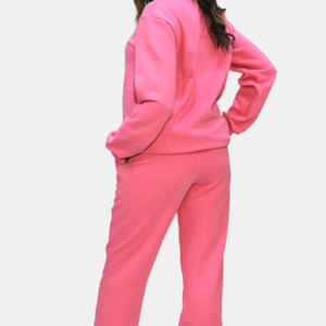 Σετ φούτερ φόρμα σε ροζ χρώμα - βαμβάκι - 3