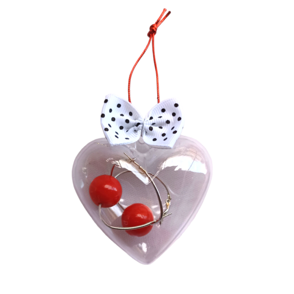 Σκουλαρίκια Μέσα σε Καρδιά ❤️ - καρδιά, κρίκοι, χάντρες, ατσάλι, μεγάλα
