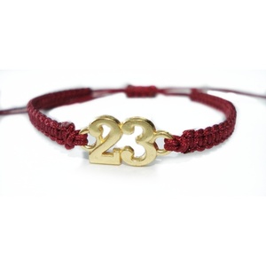 Βραχιόλι macrame γούρι "23" πλεκτό - επιχρυσωμένα, μακραμέ, κορδόνια, χεριού, αυξομειούμενα - 2