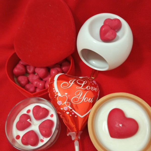 Valentines Giftbox - ύφασμα, πηλός, πορσελάνη, κερί, σετ δώρου - 3