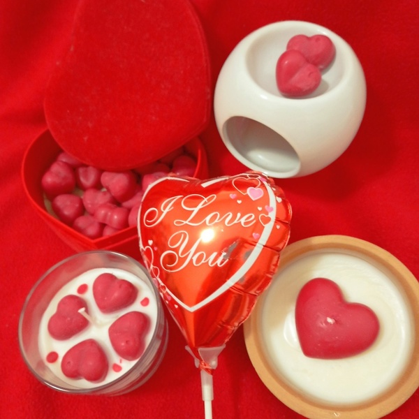 Valentines Giftbox - ύφασμα, πηλός, πορσελάνη, κερί, σετ δώρου - 4