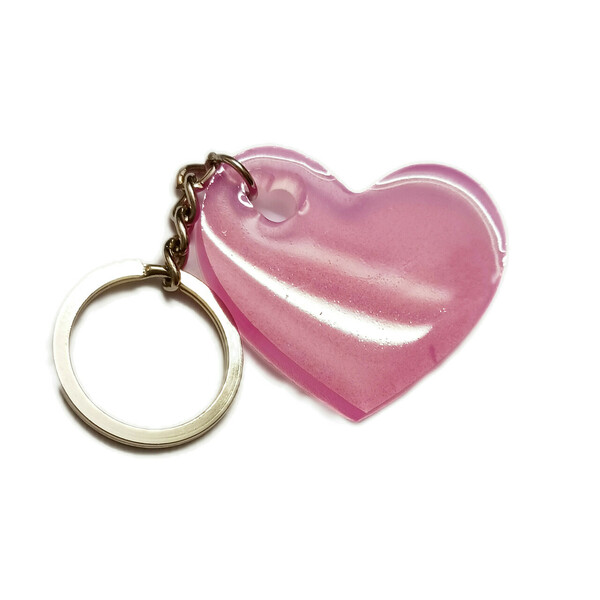 Μπρελόκ καρδιά ροζ-μωβ από ρητίνη 4 εκ. - ρητίνη, εποξική ρητίνη, μπρελοκ κλειδιών