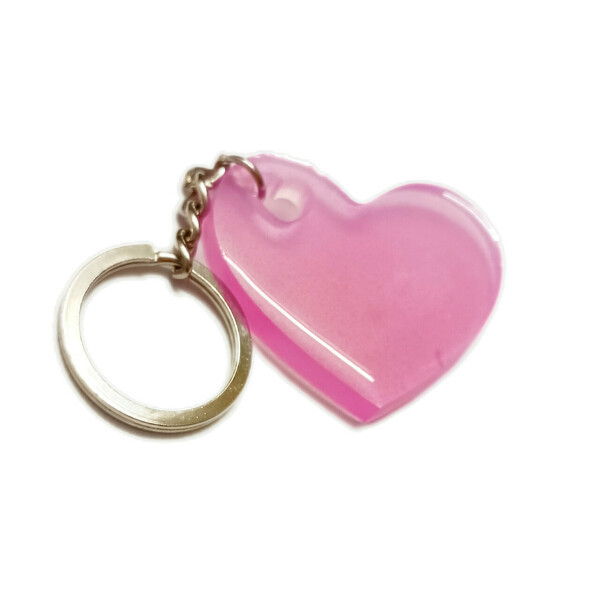 Μπρελόκ καρδιά ροζ-μωβ από ρητίνη 4 εκ. - ρητίνη, εποξική ρητίνη, μπρελοκ κλειδιών - 3