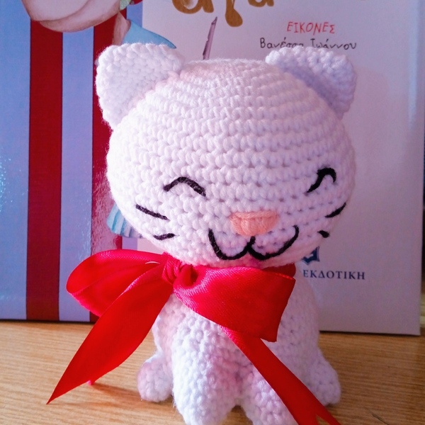 Πλεκτό κουκλάκι "Valentines Kitty" - νήμα, χειροποίητα, λούτρινα, γατούλα, amigurumi - 2