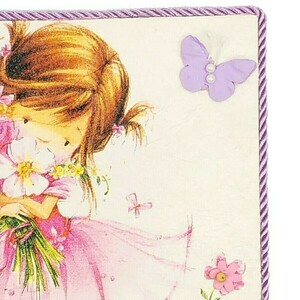 Παιδικό καδράκι από ξύλο μικρό κοριτσάκι με ένα μπουκέτο λουλούδια - κορίτσι, δώρα για βάπτιση, δώρα για παιδιά, παιδικοί πίνακες - 2