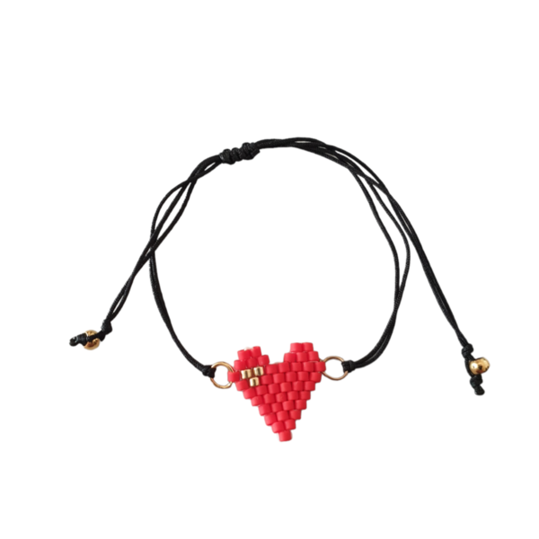 Βραχιόλι miyuki tiny heart κόκκινο - καρδιά, χάντρες, χεριού, αυξομειούμενα, φθηνά - 2