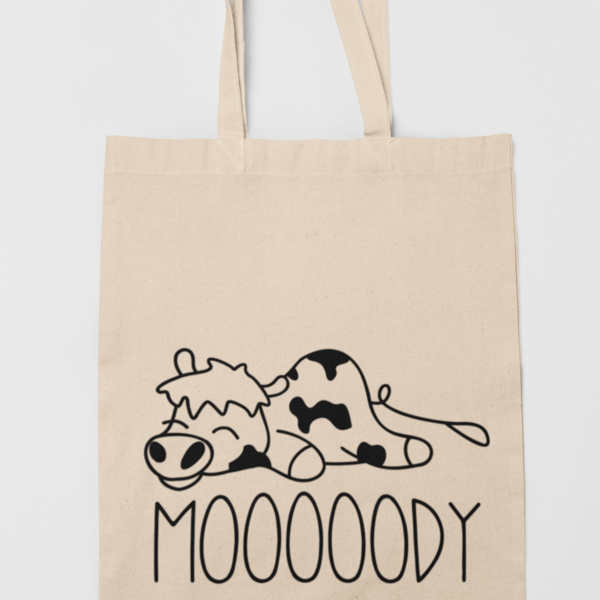 Υφασμάτινη τσάντα βαμβακερή αστεία "Moody" - ύφασμα, all day, tote, φθηνές