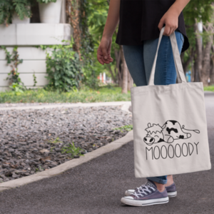 Υφασμάτινη τσάντα βαμβακερή αστεία "Moody" - ύφασμα, all day, tote, φθηνές - 2