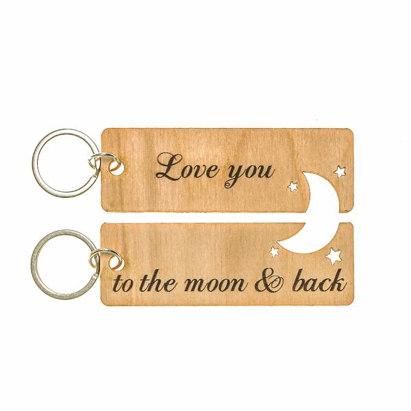 Μπρελόκ ¨love you to the moon and back¨ - ξύλο, μπρελόκ