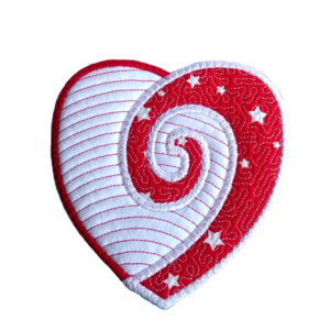 Σουβέρ Κόκκινη Καρδιά Koru 12 εκ. - ύφασμα, κεντητά, καρδιά, σουβέρ, είδη σερβιρίσματος