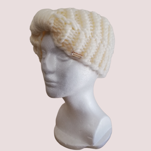 Lovely Headband |Πλεκτή κορδέλα Εκρού χρώμα - μαλλί, ακρυλικό, σκουφάκια, δώρα για γυναίκες - 2