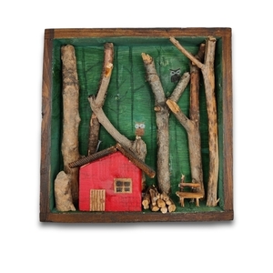 ξύλινο καδράκι 14x14 Into the woods - ξύλο, πίνακες & κάδρα, διακοσμητικά