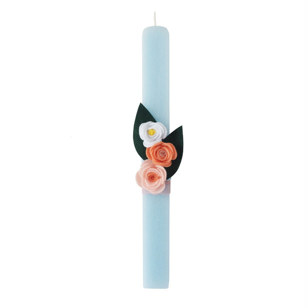 Αρωματική λαμπάδα με λουλούδια για κορίτσια - γακαζιο κερί - 30 εκ - γυναικεία, λουλούδια, λαμπάδες, για ενήλικες, για εφήβους - 3