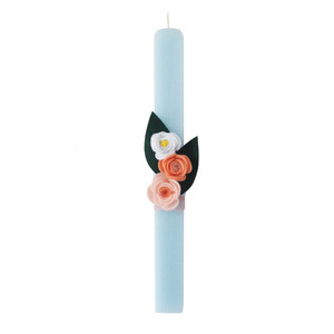 Αρωματική λαμπάδα με λουλούδια για κορίτσια - γκρι κερί - 30 εκ - γυναικεία, λουλούδια, λαμπάδες, για ενήλικες, για εφήβους - 3