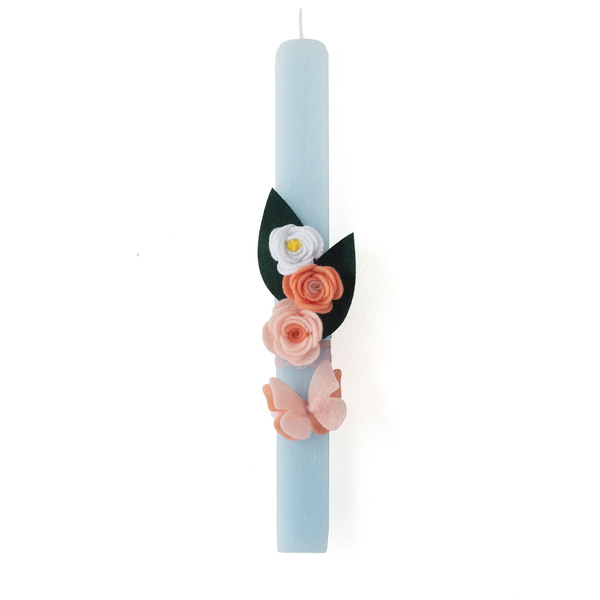 Αρωματική λαμπάδα με λουλούδια για κορίτσια - γακαζιο κερί - 30 εκ - γυναικεία, λουλούδια, λαμπάδες, για ενήλικες, για εφήβους