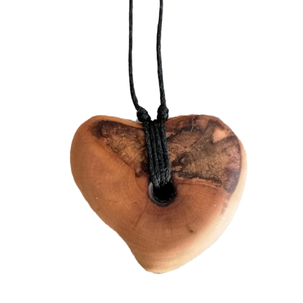 Μακρύ κολιέ καρδιά, 5χ4.5 ξύλο ελιας - ξύλο, καρδιά, μακριά, μενταγιόν