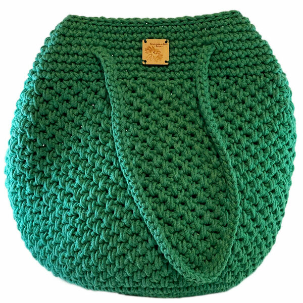 ΆΛΚΗΣΤΙΣ - Πράσινη Χειροποίητη Πλεκτή Τσάντα Ώμου, 25x15 - νήμα, ώμου, μεγάλες, tote, πλεκτές τσάντες