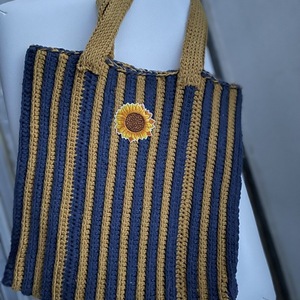ΉΛΙΟΣ - Μαλακή χειροποίητη πλεκτή τσάντα tote, 32x36 - νήμα, ώμου, μεγάλες, tote, πλεκτές τσάντες - 4