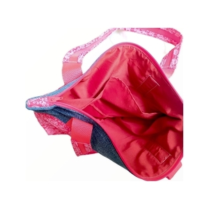 Χειροποίητη υφασμάτινη τσάντα tote χειρός από τζιν και κόκκινο λαχούρ - ύφασμα, μεγάλες, all day, χειρός, tote - 3