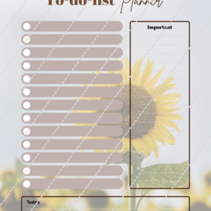 Εκτυπώσιμο To do list | Sunflower| Aesthetic - κάρτες, φύλλα εργασίας