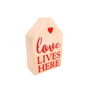 Valentine Day Gift ξύλινο σπιτάκι 12×8×4εκ. Love Lives Here - ξύλο, σπίτι, αγάπη, διακοσμητικά