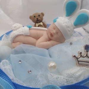Το Πρώτο μου Πάσχα!"Tiny baby bunny ocean blue" - αγόρι, διακοσμητικά, πρώτο Πάσχα, για μωρά, πρίγκηπες - 2
