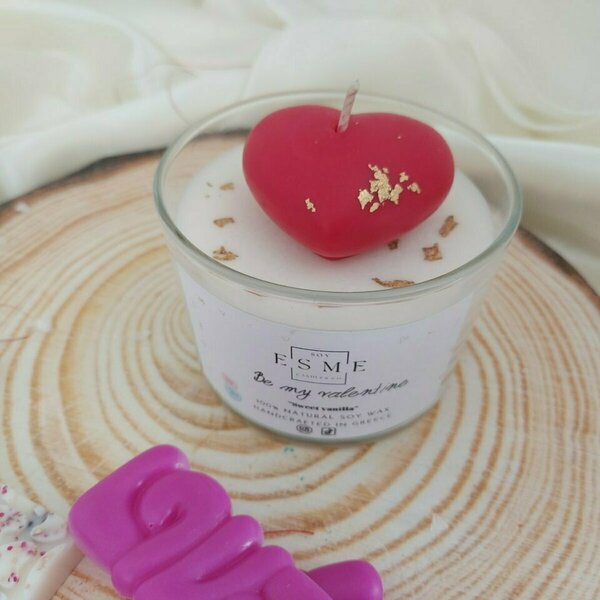 Sweet candles valentine's edition χειροποίητο κερί σόγιας με άρωμα βανίλιας - αρωματικά κεριά - 2