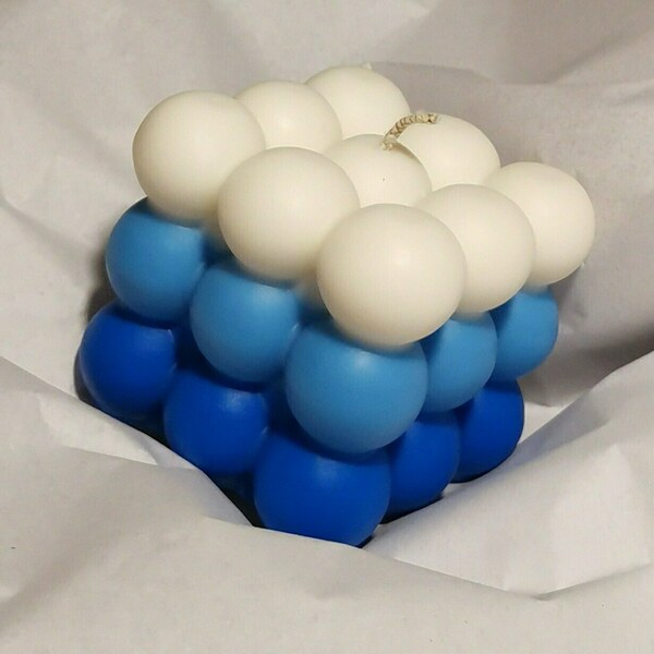Bubble Cube σε τριχρωμία - αρωματικά κεριά, κεριά, vegan κεριά - 5