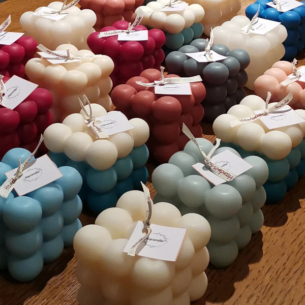 Bubble Cube Κερί Ελαιοκράμβης - Μονόχρωμο - αρωματικά κεριά, κερί σόγιας, κεριά & κηροπήγια - 3
